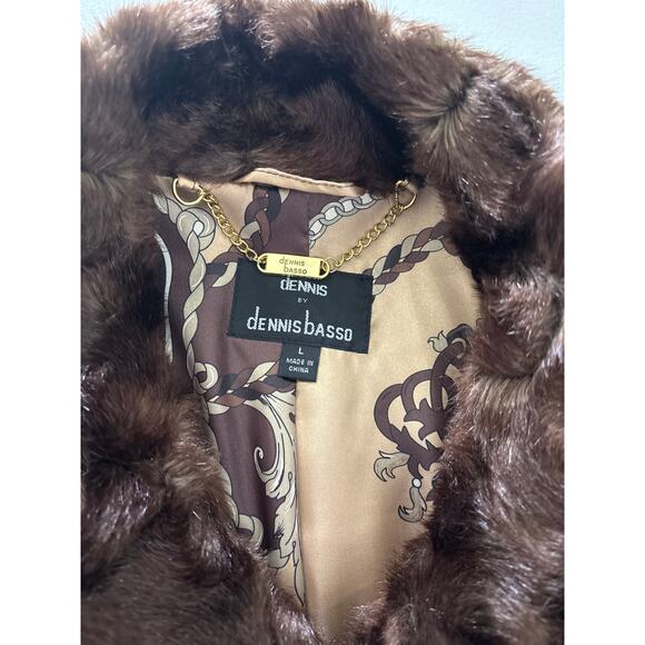 Dennis Basso Coat Women's Size Large Brown Faux Fur Lined Snow Winter Jacket - Picture 3 of 15